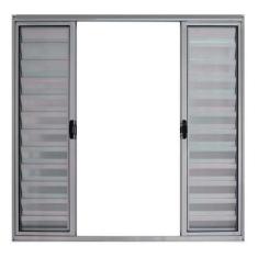 Janela de Alumínio Brilhante Veneziana de Correr 6 Folhas Sem Grade Ha