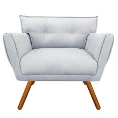 Poltrona Anitta Suede Cinza Com Strass Pés Palito Castanho D´rossi