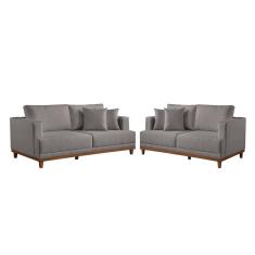 Conjunto Sofás 2 E 3 Lugares Fixo Linho M-175 Martins Cinza