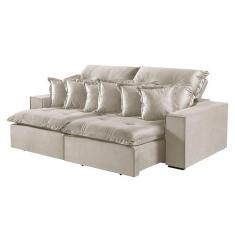Sofá 4 Lugares Retrátil E Reclinável M-144 Veludo Martins Creme