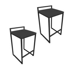 Conjunto 02 Banquetas Pietra Suede Preto