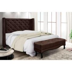 Cabeceira Cama Box King 195cm e Recamier Vicenza Suede S04 - D'Rossi, 