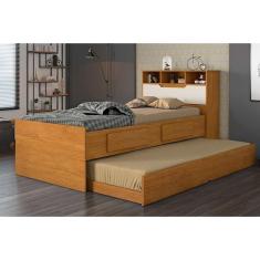 Cama Multifuncional Juvenil Ravena 2Gavs Auxiliar Cinamomo/Off White-Conquista