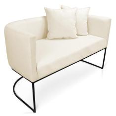 Namoradeira Paola 02 Lugares Linho Base Metálica Preto D03 - D'Rossi, 