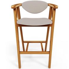 Banqueta Alta Para Cozinha Bancada Bar Sala De Jantar Fixa Cecília L02 Linho Bege