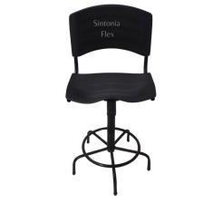 Cadeira iso caixas alta com base de ferro  fixa preta plastica pra balcao mercado recpçao