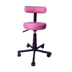 Cadeira mocho potogolo com base em aço e rodizios corano rosa