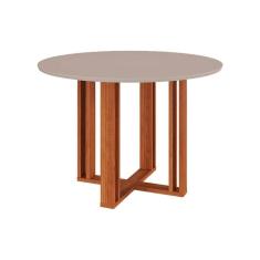 Mesa de Sala Jantar Flora c/Tampo Madeirado 93cm Cinamomo/Off White - Cimol