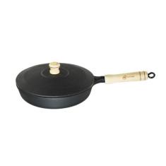 Frigideira Ferro Tampa Ferro Cabo Madeira Santana 22cm