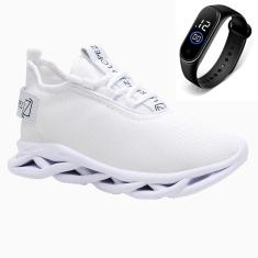 Tênis Masculino Esporte Gmm Shoes Academia Caminhada Confortável Dia a Dia + Relógio-Masculino
