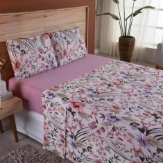 Lençol Casal Em Malha Fio Penteado Algodão 4 Peças - Rosê - Casa Show 
