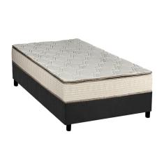 Cama Box Solteiro: Colchão Molas Bonnel Luckspuma Montreal Spring + Base Crc Suede Gray(88X188)