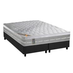 Cama Box King: Colchão Molas Castor Pocket Premium Gel + Base Crc Suede Gray(193X203)