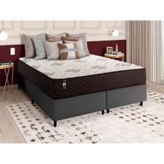 Conjunto Cama Box c/ Molas Ensacadas Allura Marrom Queen 158x198x58