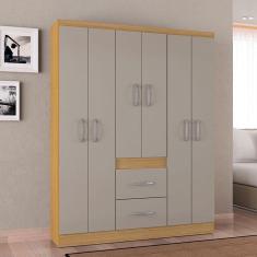 Guarda Roupa Casal Ambiente Milão 6 Portas Damasco Off White – Poquema