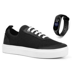 Kit Tenis Casual Masculino Feminino Casual Cano Baixo Sola Reta Leve C