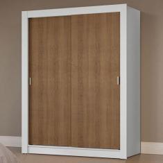 Guarda-Roupa Solteiro 2 Portas de Correr Branco/Rustic Milano Madesa, 