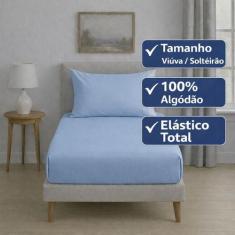 Jogo de Lençol Viúva Solteirão 2 Peças 180 Fios Com Elástico para Cama
