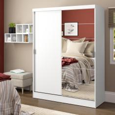 Guarda Roupa Solteiro Luke 2 Portas de Correr com Espelho Branco Madesa