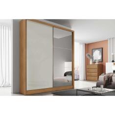 Guarda Roupa Solteiro Thor Plus 2 Portas de Correr 3 Gavetas MDF Freijó Cumaru c- Fendi Móveis Novo Horizonte