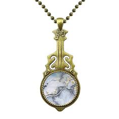 DIYthinker Colar de sombreamento de aquarela abstrata de tinta com pingente de música de guitarra antiga