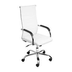 Cadeira para Escritório com Rodizios PU Base Cromada Florença OR Design Branca