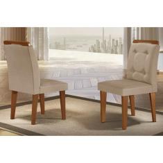 Cadeira Sala De Jantar Imperatriz Kit 2 Un Imbuia/linho Bouclê Creme - Rufato