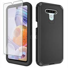 Asuwish Capa de telefone para LG Stylo 6/Stylo6 Plus/K71 Stylus com protetor de tela de vidro temperado e capa de celular híbrida à prova de choque acessórios de proteção rígida LGStylo6 6+ 6plus