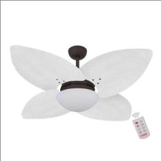 Ventilador de Teto Kovalski Marrom Texturizado 4 Pés Palmae Branco 127