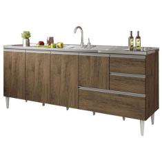 Balcão para pia de 2,00 mt Aracaju com gavetão Castanho - ByMadero Mob