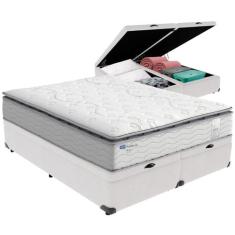 Cama Box Baú Branco e Colchão Amsterdã Molas Ensacadas Queen Probel