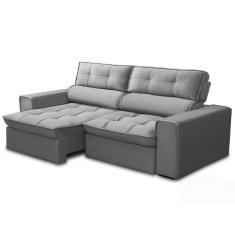 Sofá Retrátil Reclinável 3 Lugares 200cm Blanches F05 Veludo Prata - Mpozenato