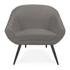 Poltrona Giovana Suede Grafite Pés Palito De Ferro - DROSSI