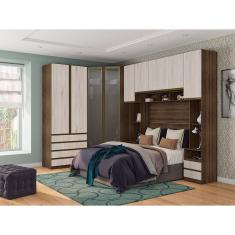 Guarda Roupa De Canto Com Vidro Reflecta Nogueira Dourado