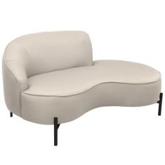 Sofá Curvo 2 Lugares 150cm Braço Dir. Thommy Pés Preto Linho Off White