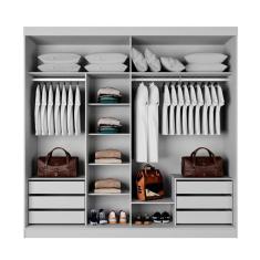 Guarda-Roupa Casal com Espelho Valência 2 Portas 6 Gavetas Branco