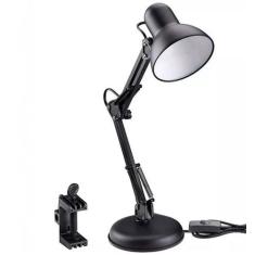Luminaria Mesa Preto Abajur Articulável Base Garra AA2 - LHS