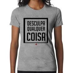 Baby Look Desculpa Qualquer Coisa - Foca na Moda, Cinza, GG
