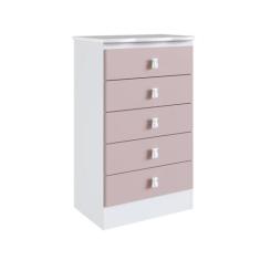 Cômoda de Bebê 5 Gavetas Móveis Percasa Branco/Rosa