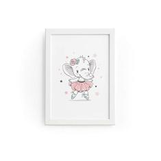 Quadro Elefante Bailarina e Estrelas Moldura Branca 22x32cm