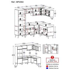 Cozinha Completa De Canto Veneza Gb Mp2064 Com Armário E Balcão Preta