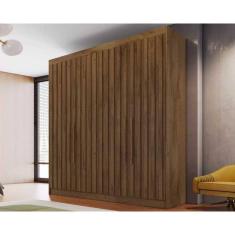 Guarda Roupa Solteiro 4 Portas Ripadas e 3 Gavetas Potente Braúna - Europa