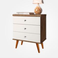 Mesa de Cabeceira Retro Status 3G Jequitibá Off White J&A - J&A Móveis
