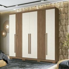 Guarda Roupa Casal Ripado 6 Portas 4 Gavetas Antony com Pés - Santos A