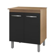 Balcão Multiuso Para Cozinha Serena 2 Portas - Moblis, Savana Preto