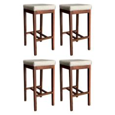 Kit 4 Banquetas Alta Estofada Bali para Bancada 64 Cm Suede Bege CCS -