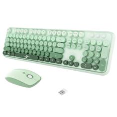FOPETT Combo de teclado e mouse sem fio, 104 teclas, tamanho completo, 2,4 GHz, teclado colorido, receptor USB Plug and Play, para Windows, Mac, PC, laptop, desktop