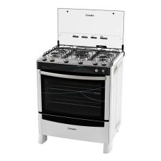 Fogão 5 Bocas Esmaltec de Piso Automático com Mesa Inox Forno 95L Topázio branco Bivolt