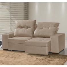 Sofá Retrátil E Reclinável 3 Lugares 200Cm Com Baú Malaquita - Nabas E