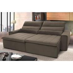 Sofá Retrátil Reclinável Islândia 2,10m Suede Velut Preto Molas no Assento - King House